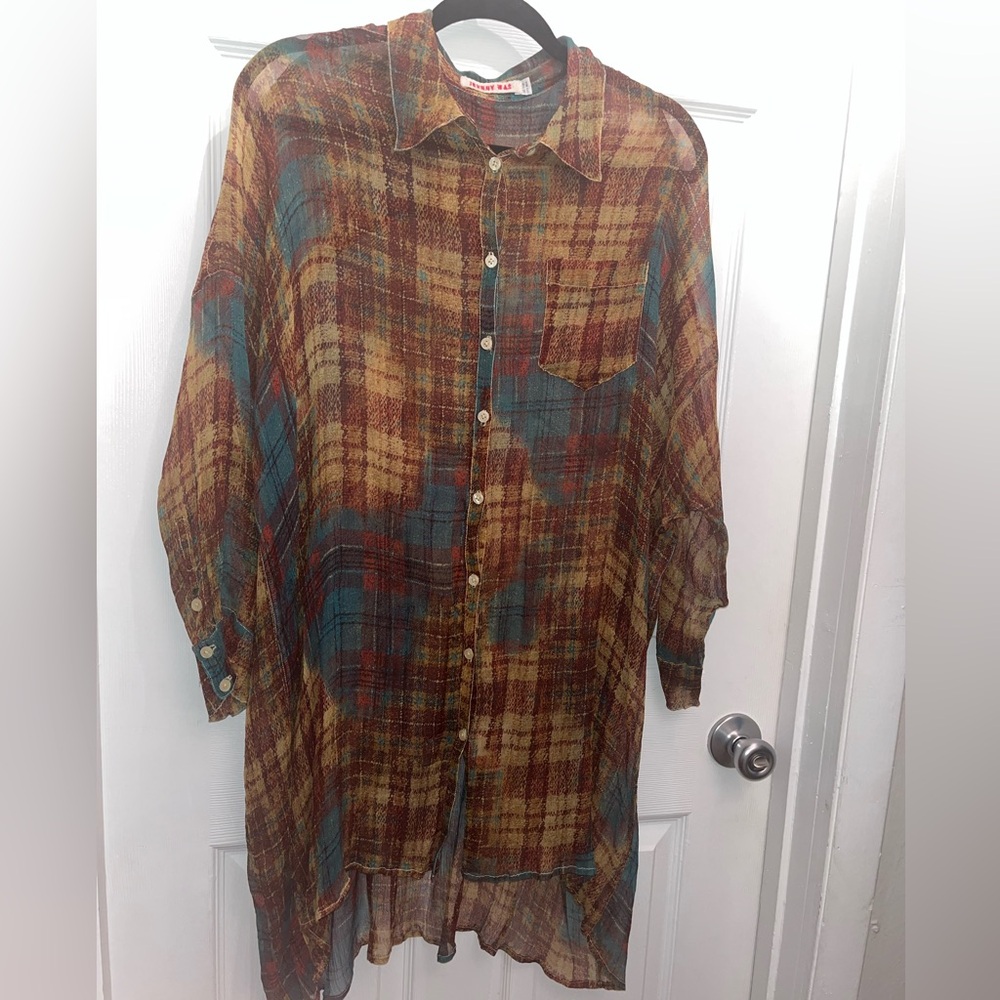 Johnny Was Womens Multicolor Plaid Button-Down blouse